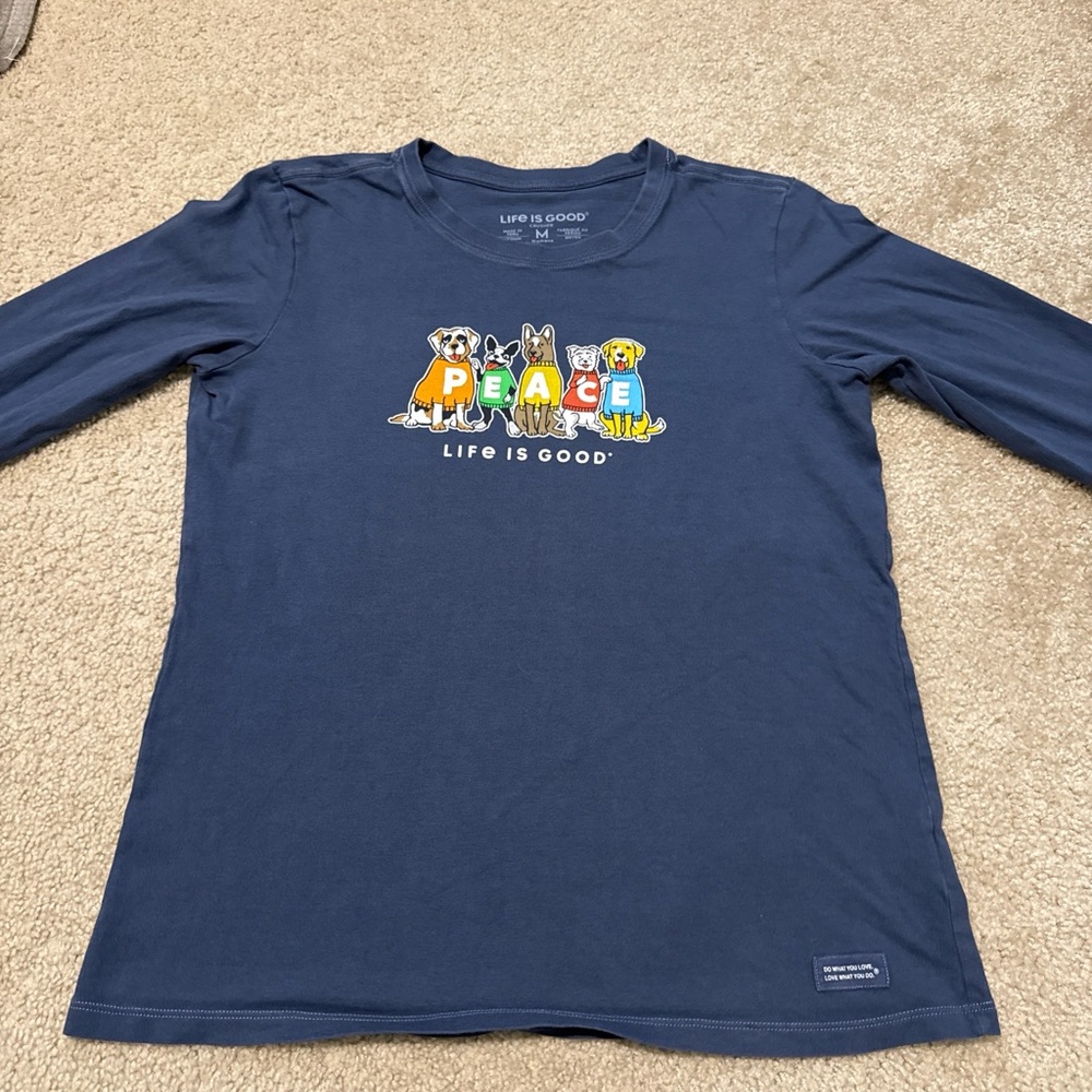 Life is Good Women’s “Peace” Dog Long-Sleeve T-Shirt